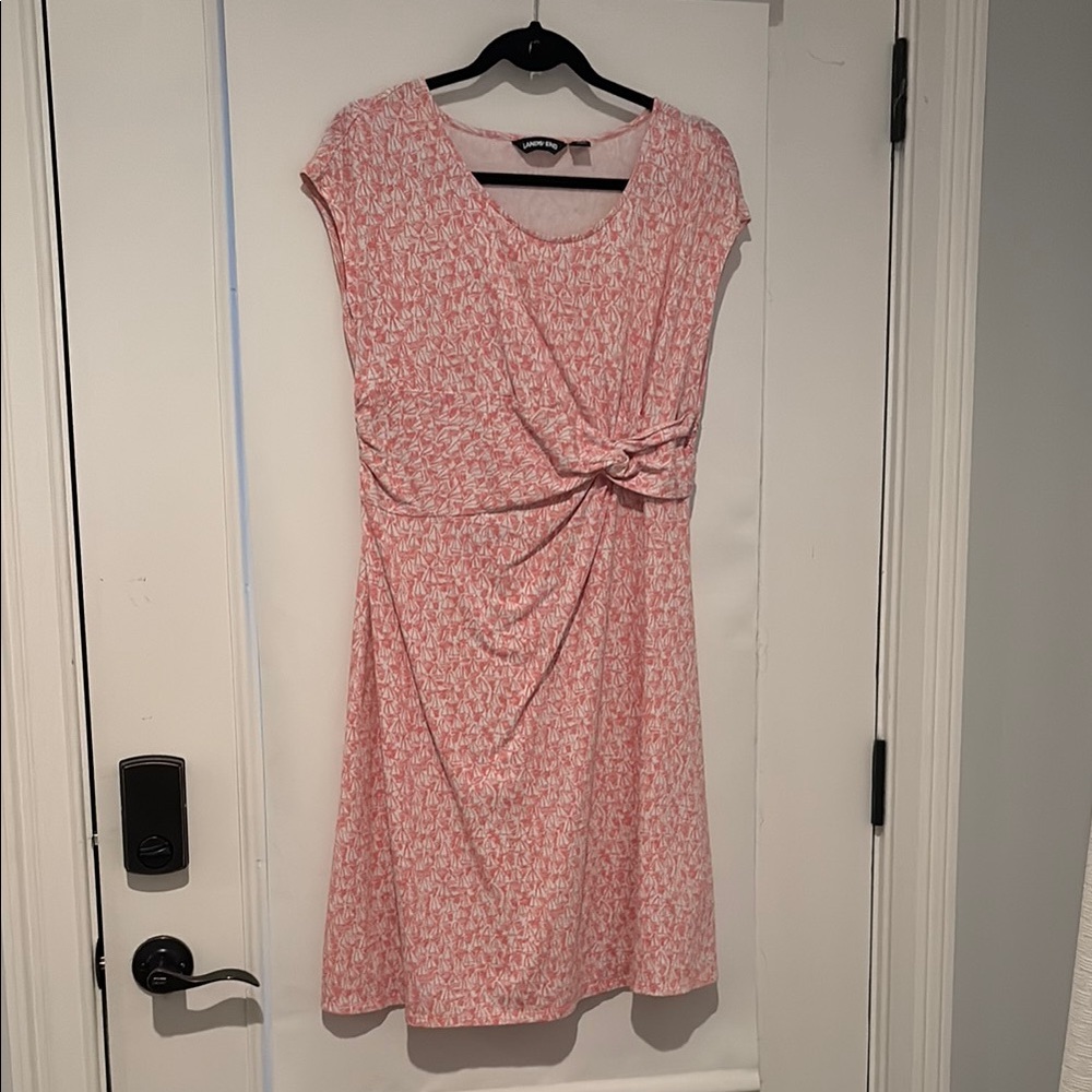 Lands' End Pink Textured Midi Dress t2